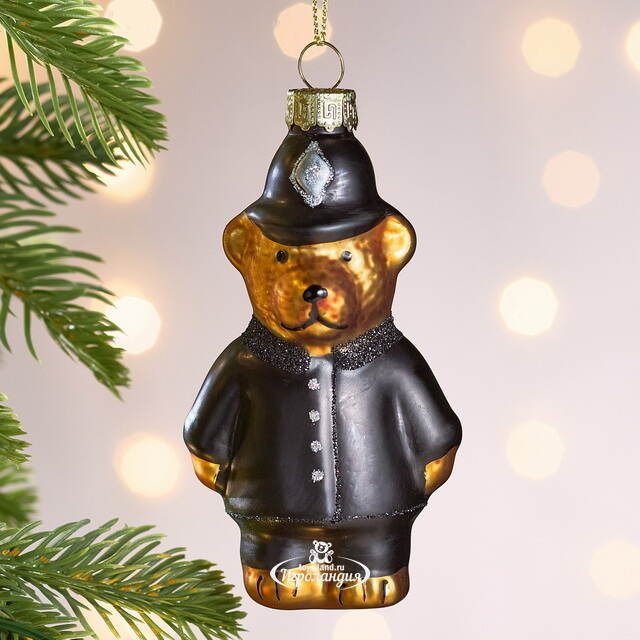 Елочная игрушка Мишка Сыщик 10 см, стекло Winter Deco