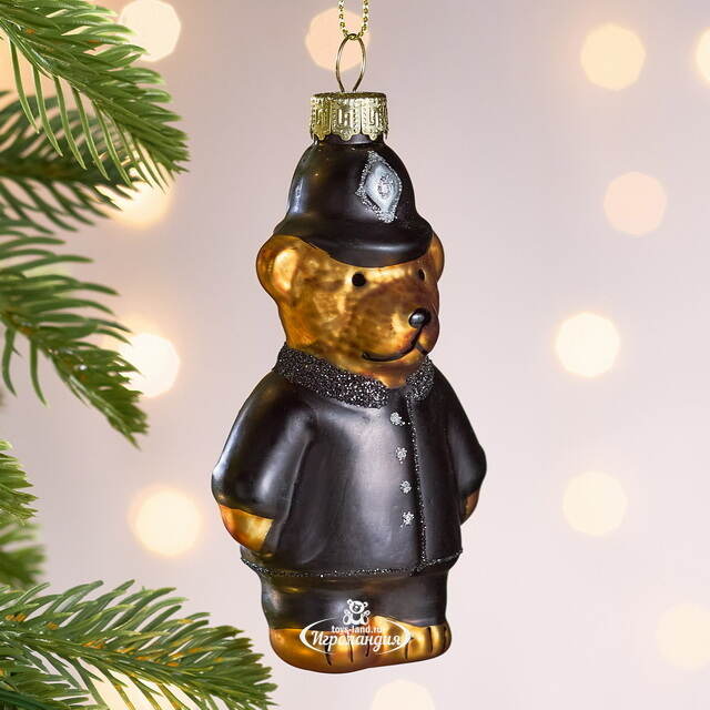 Елочная игрушка Мишка Сыщик 10 см, стекло Winter Deco