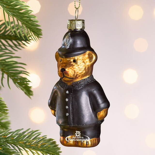 Елочная игрушка Мишка Сыщик 10 см, стекло Winter Deco
