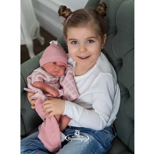 Кукла-младенец Дафна в розовом 42 см с одеяльцем Antonio Juan Munecas