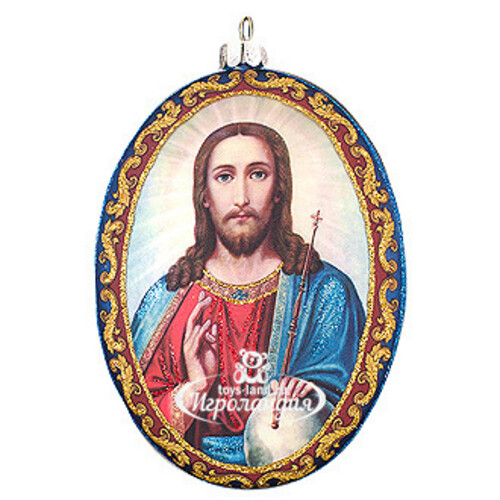 Елочное украшение Христианские мотивы - Спаситель 10 см стекло, подвеска Holiday Classics