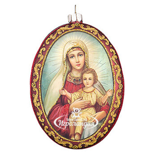 Елочное украшение Христианские мотивы - Мадонна сидящая 10 см стекло, подвеска Holiday Classics