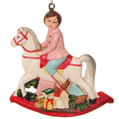 Елочная игрушка Девочка Лили на лошадке-качалке 9 см, подвеска ShiShi