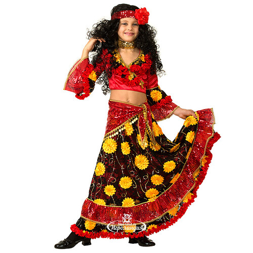 Карнавальный костюм Цыганка-гадалка красный, рост 122 см Батик