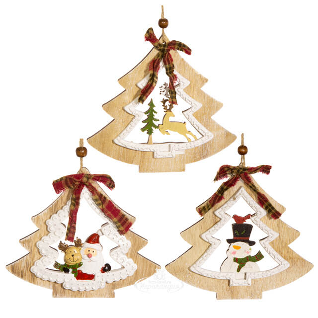 Деревянная елочная игрушка Елочка Сканди - Олень 13 см, подвеска Hogewoning