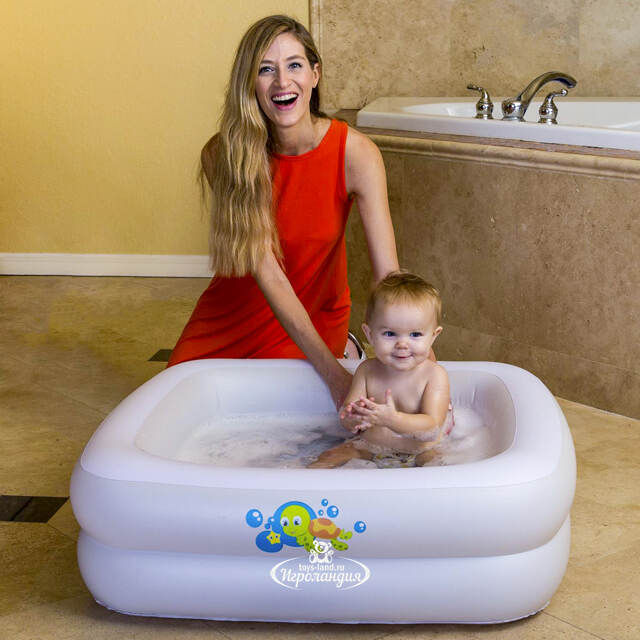 Детский бассейн с надувным дном Baby Tub 86*86*25 см, клапан Bestway