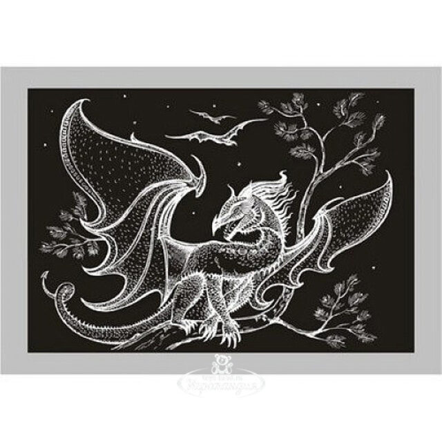 Картина-гравюра большая Дракон, 20*27 см Забавка
