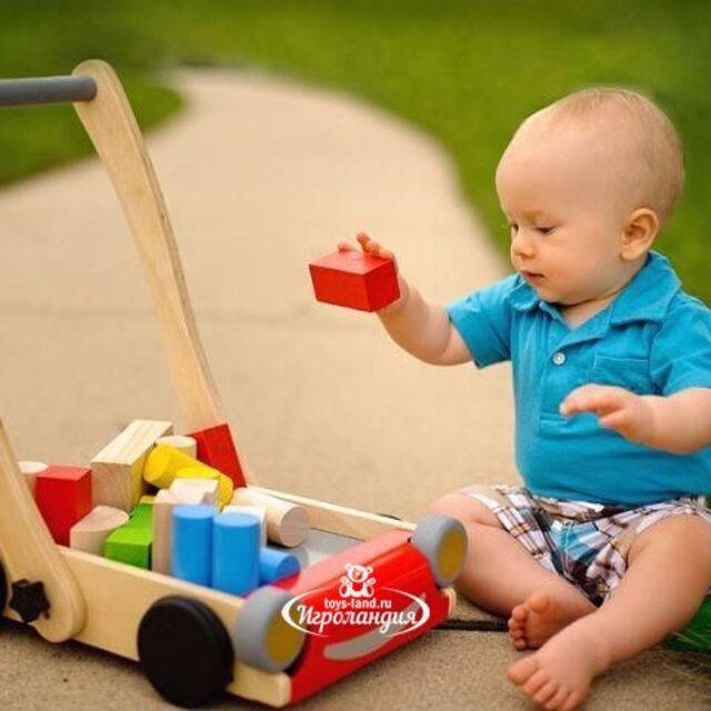 Деревянный конструктор Блоки с тележкой и фотоаппаратом 24 детали Plan Toys