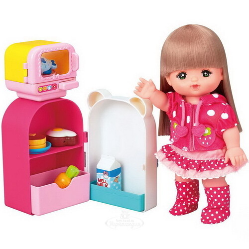 Игровой набор Холодильник с продуктами и микроволновкой Милая Мелл KAWAII