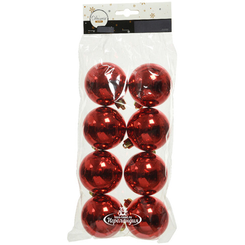 Набор пластиковых шаров Красный 6 см, 8 шт Kaemingk