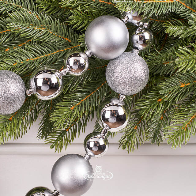 Гирлянда - бусы из шаров Новогодний Блеск 3-5 см, 128*5 см серебряные Kaemingk