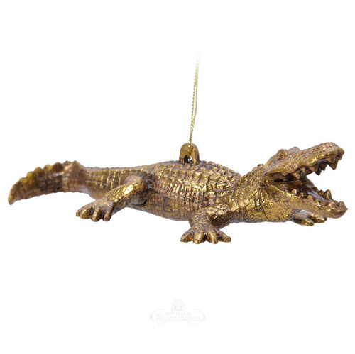 Елочная игрушка Golden Jungle: Крокодил 16 см, подвеска Kaemingk