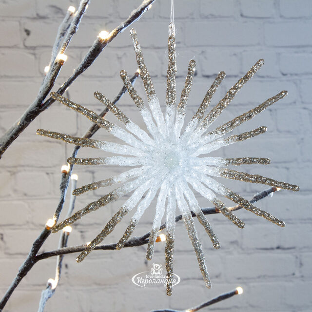 Елочная игрушка Снежинка Золотистый Луч 20 см, подвеска Kaemingk (Кейминг)