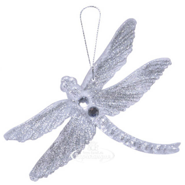 Елочная игрушка Арктическая Стрекоза Эстефани 13 см серебряная, подвеска Kaemingk