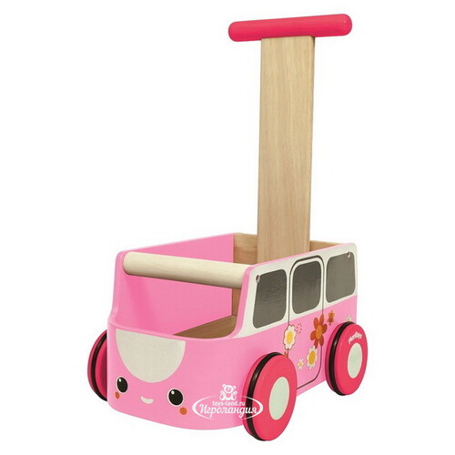 Деревянная каталка-ходунки Розовая Машина 30*47 см Plan Toys