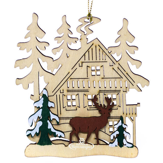 Деревянная елочная игрушка Уютный Домик - Олень 10*9 см Sigro