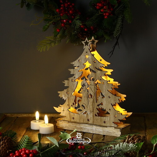 Новогодний светильник Ёлочка - Свет горящих свечей 24*22 см, батарейки Sigro