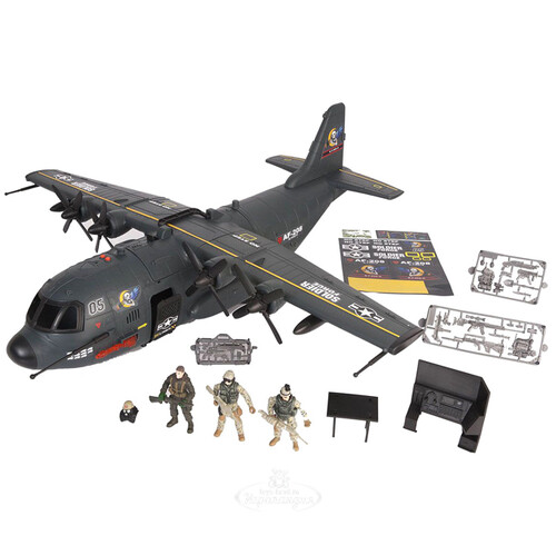 Игровой набор Военно-транспортный самолет с аксессуарами звук свет Chap Mei
