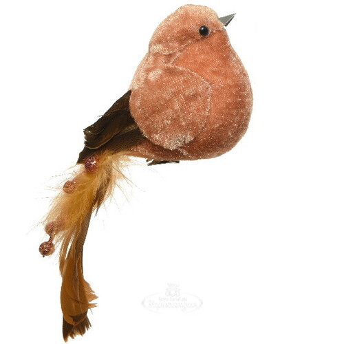 Елочная игрушка Птичка Вивиана - Краски Валенсии 16 см янтарная, клипса Kaemingk