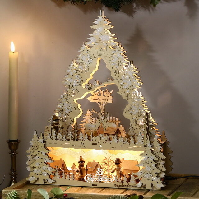 Светильник-горка Снежные Истории 40*32 см, батарейка/адаптер Sigro