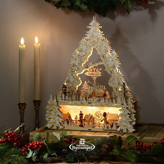 Светильник-горка Снежные Истории 40*32 см, батарейка/адаптер Sigro