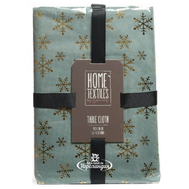 Новогодняя скатерть Снежный Вихрь 180*140 см голубая Kaemingk