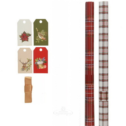 Набор для упаковки подарков Scotland Holiday, 7 предметов Kaemingk