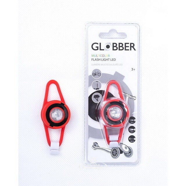 Габаритный LED фонарь Globber для самоката и велосипеда, 7.5 см, красный Globber