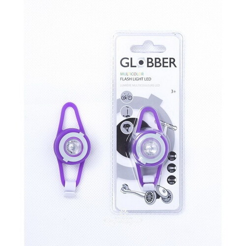 Габаритный LED фонарь Globber для самоката и велосипеда, 7.5 см, фиолетовый Globber
