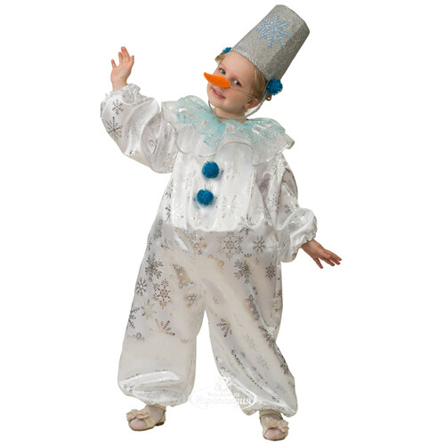 Карнавальный костюм Снеговичок Снежок, рост 110 см Батик