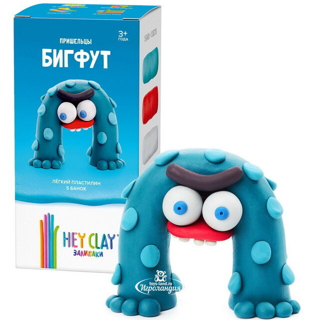 Легкий пластилин Залипаки - Бигфут, 5 цветов, 5 баночек Hey Clay