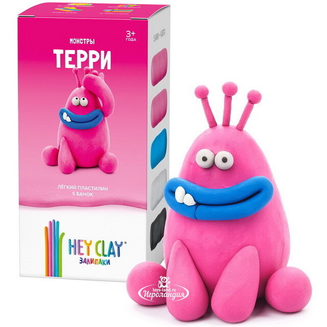 Легкий пластилин Залипаки - Терри, 4 цвета,5 баночек Hey Clay