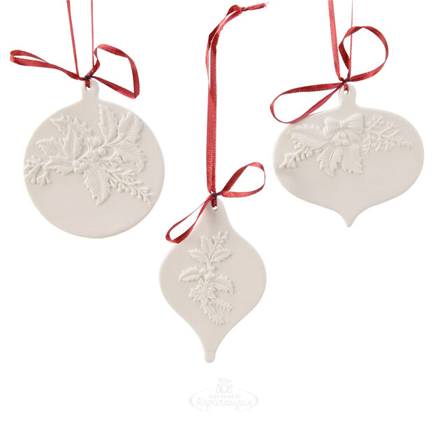 Набор елочных игрушек Christmas Charm 10 см, 3 шт, подвеска Kaemingk (Кейминг)