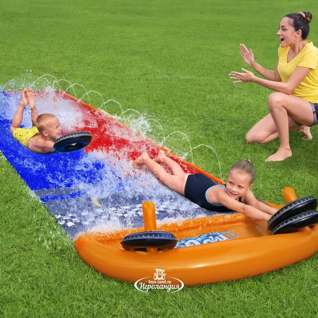 Водная дорожка для скольжения Double Splashy Slide 488 см с двумя надувными колечками Bestway