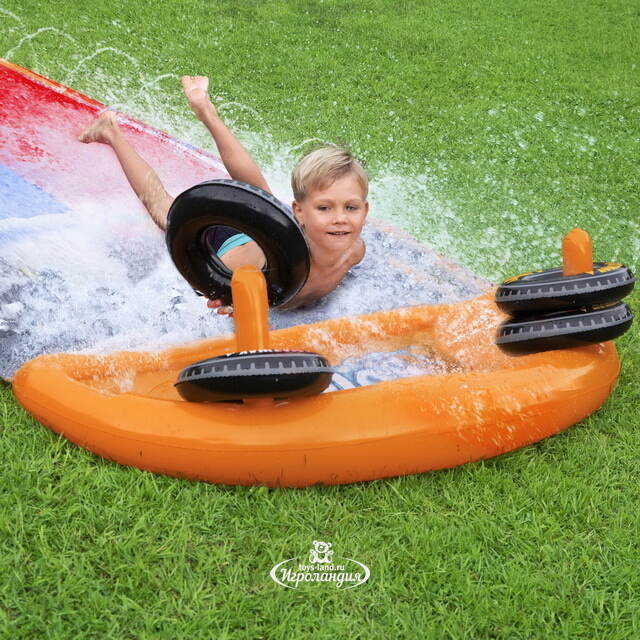 Водная дорожка для скольжения Double Splashy Slide 488 см с двумя надувными колечками Bestway