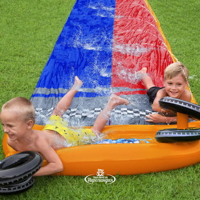 Водная дорожка для скольжения Double Splashy Slide 488 см с двумя надувными колечками Bestway