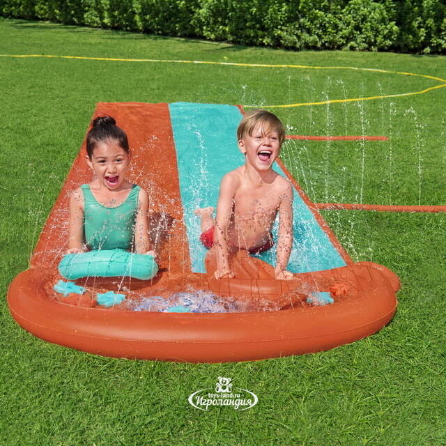 Двойная водная дорожка для скольжения с двумя игрушками Sponge Soakers Double Slide 488 см Bestway