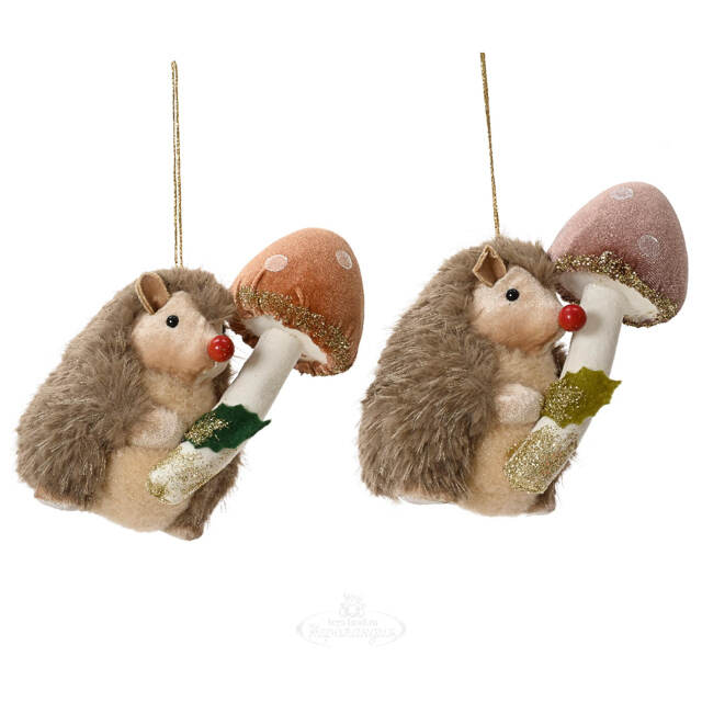 Елочная игрушка Ежик Джереми с грибочком 16 см Kaemingk