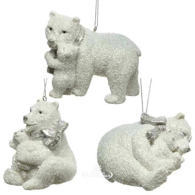 Елочная игрушка Медвежонок Генри с мамой - Bear Love 8 см, подвеска Kaemingk