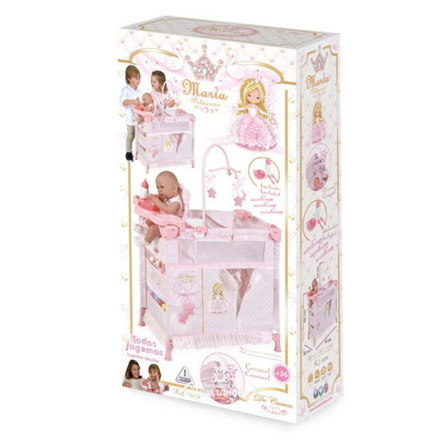 Манеж-игровой центр для куклы Мария 70 см с аксессуарами розовый Decuevas Toys