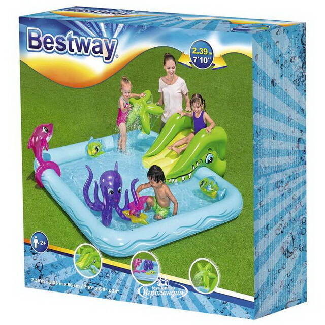 Игровой центр Аквариум 53052 Bestway 239*206*86 см с горкой и фонтаном Bestway