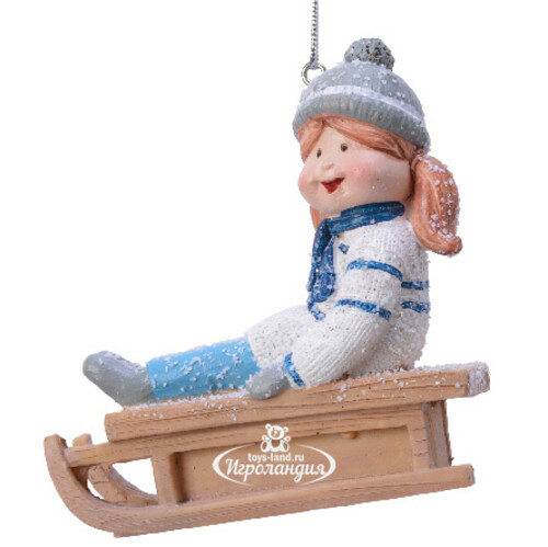 Елочная игрушка Девочка Николь на санках - Каникулы в Валуаре 9 см, подвеска Kaemingk