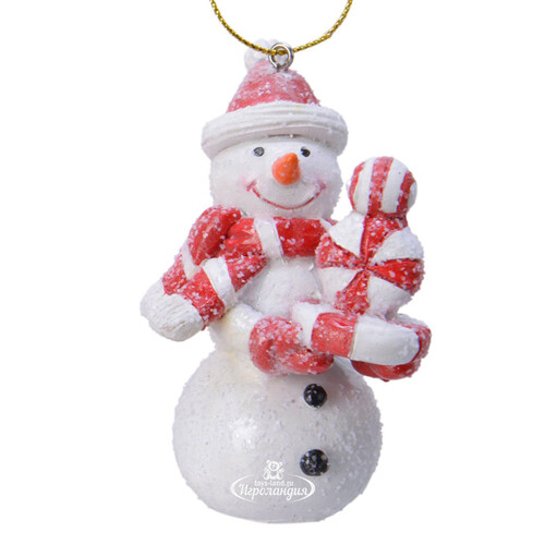Елочная игрушка Снеговик с Леденцами 8 см, подвеска Kaemingk