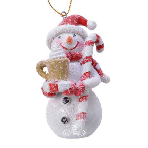 Елочная игрушка Снеговик с Какао 8 см, подвеска Kaemingk