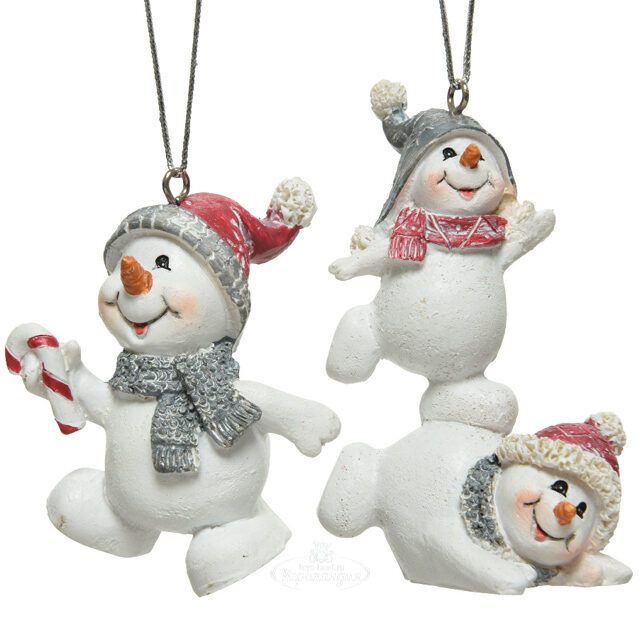 Елочная игрушка Снеговики Мартин и Тони - Рождество в Сноумен Таун 7 см, подвеска Kaemingk