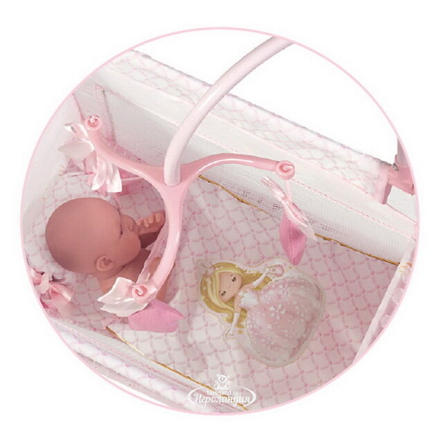 Манеж-игровой центр для куклы Мария 59 см с аксессуарами розовый Decuevas Toys