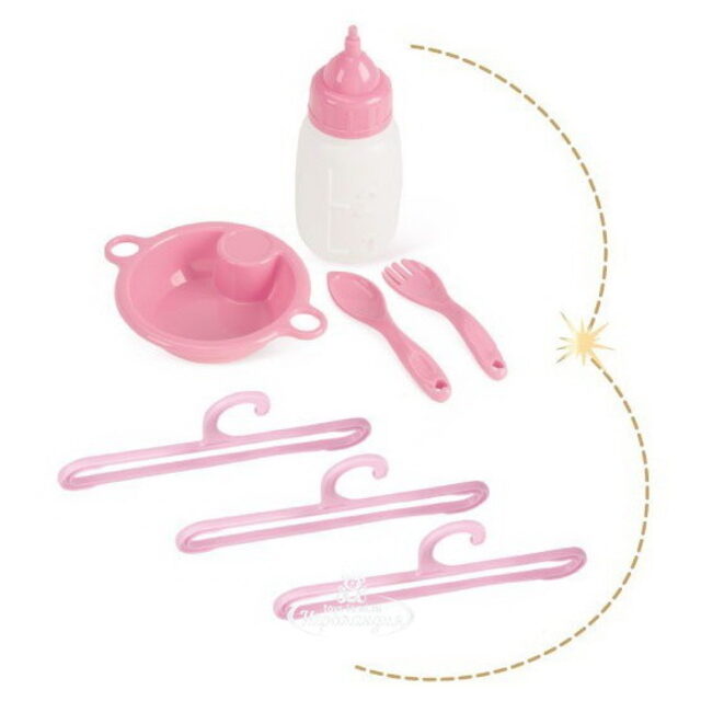 Манеж-игровой центр для куклы Мария 59 см с аксессуарами розовый Decuevas Toys