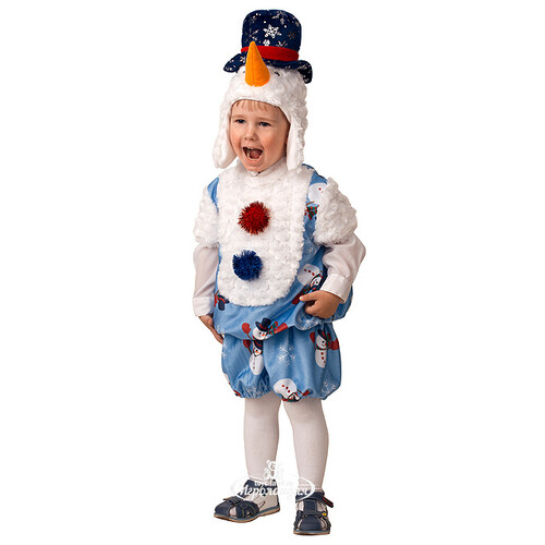 Карнавальный костюм Снеговичок Снежник, рост 104 см Батик