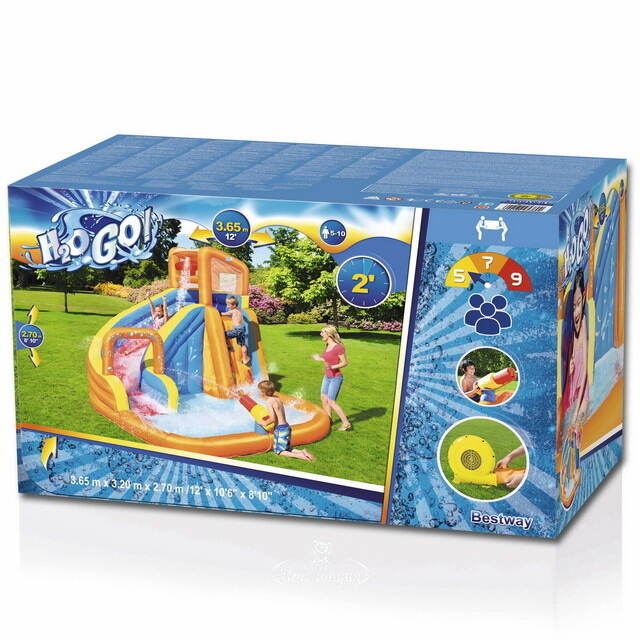 Водный игровой центр с горкой и стеной для скалолазания Turbo Splash 365*320*270 см Bestway