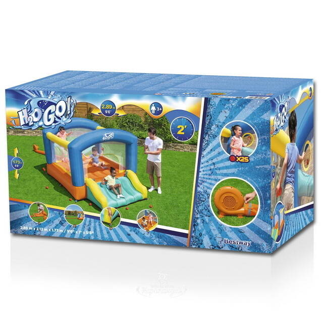 Надувной батут с горкой Leap & Play 289*213*173 см Bestway